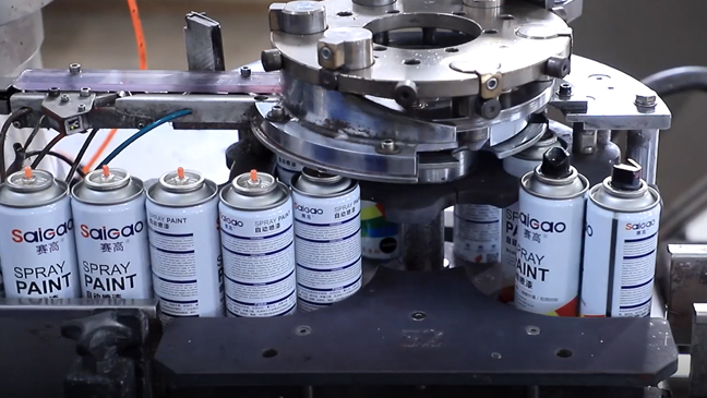 mass production monitoring for oem spray paint and pu foam spray on automated aerosol filling line